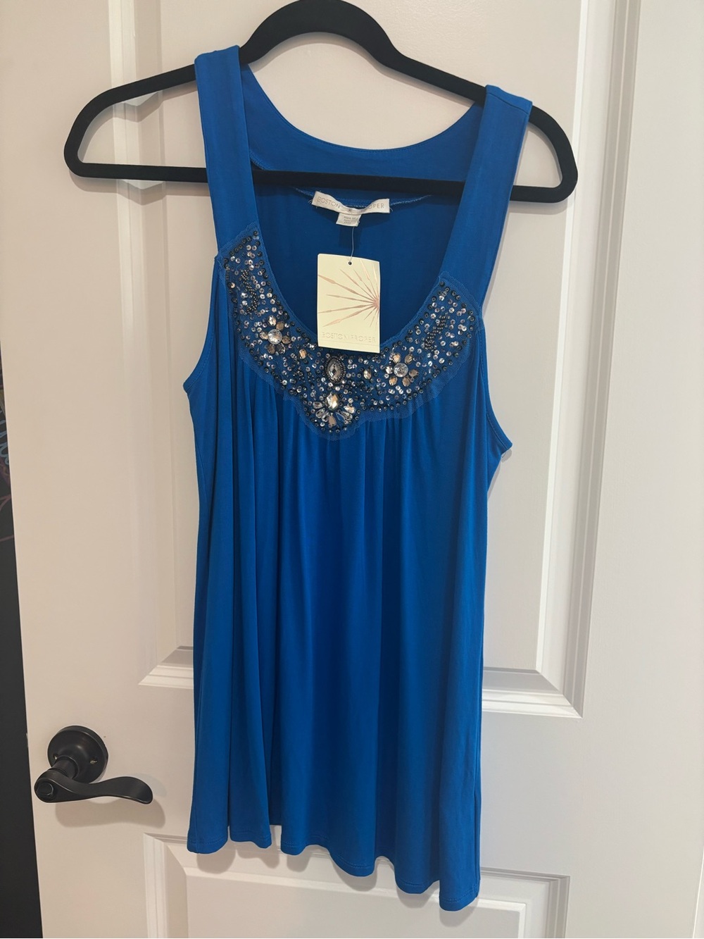 Boston Proper Royal Blue Beaded Tank Top